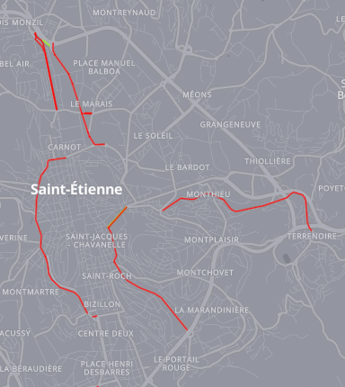 Aménagements cyclables de transition supprimés à Saint-Etienne