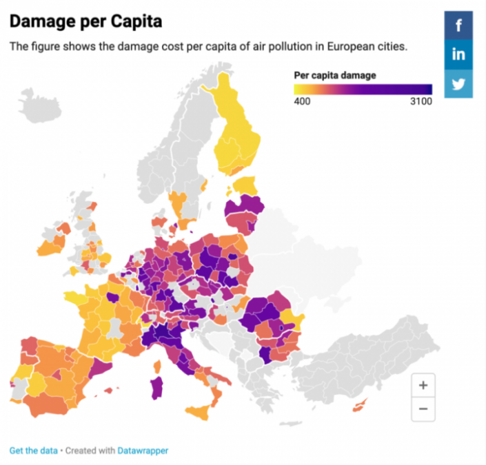 La pollution de l’air coûte 596 € /​an /​habitant à St-Étienne